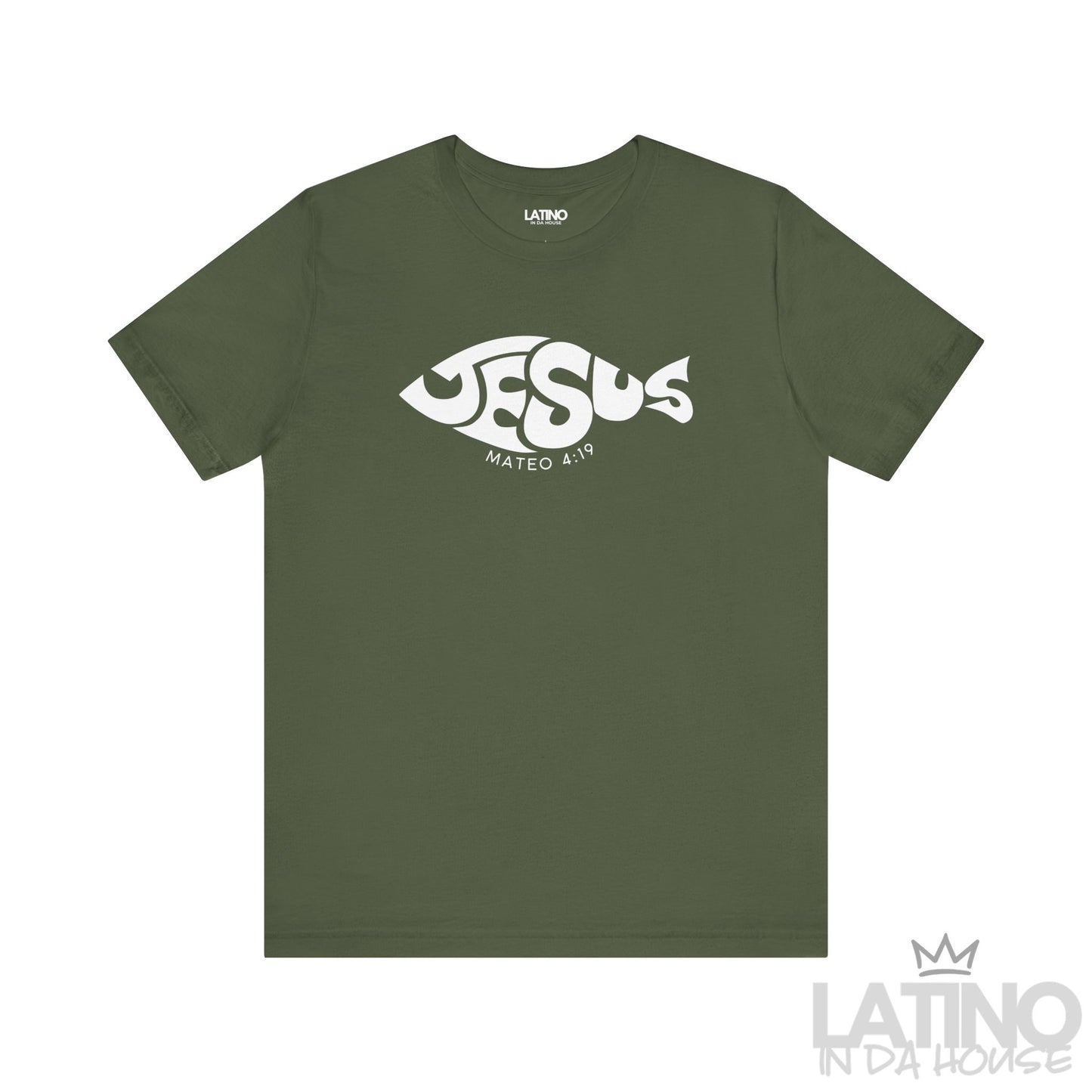 “Jesús” Fish T-Shirt | Mateo 4:19 Faith Tee