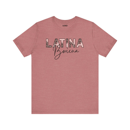 Latina Leopard Font Boicua Heather T-Shirt