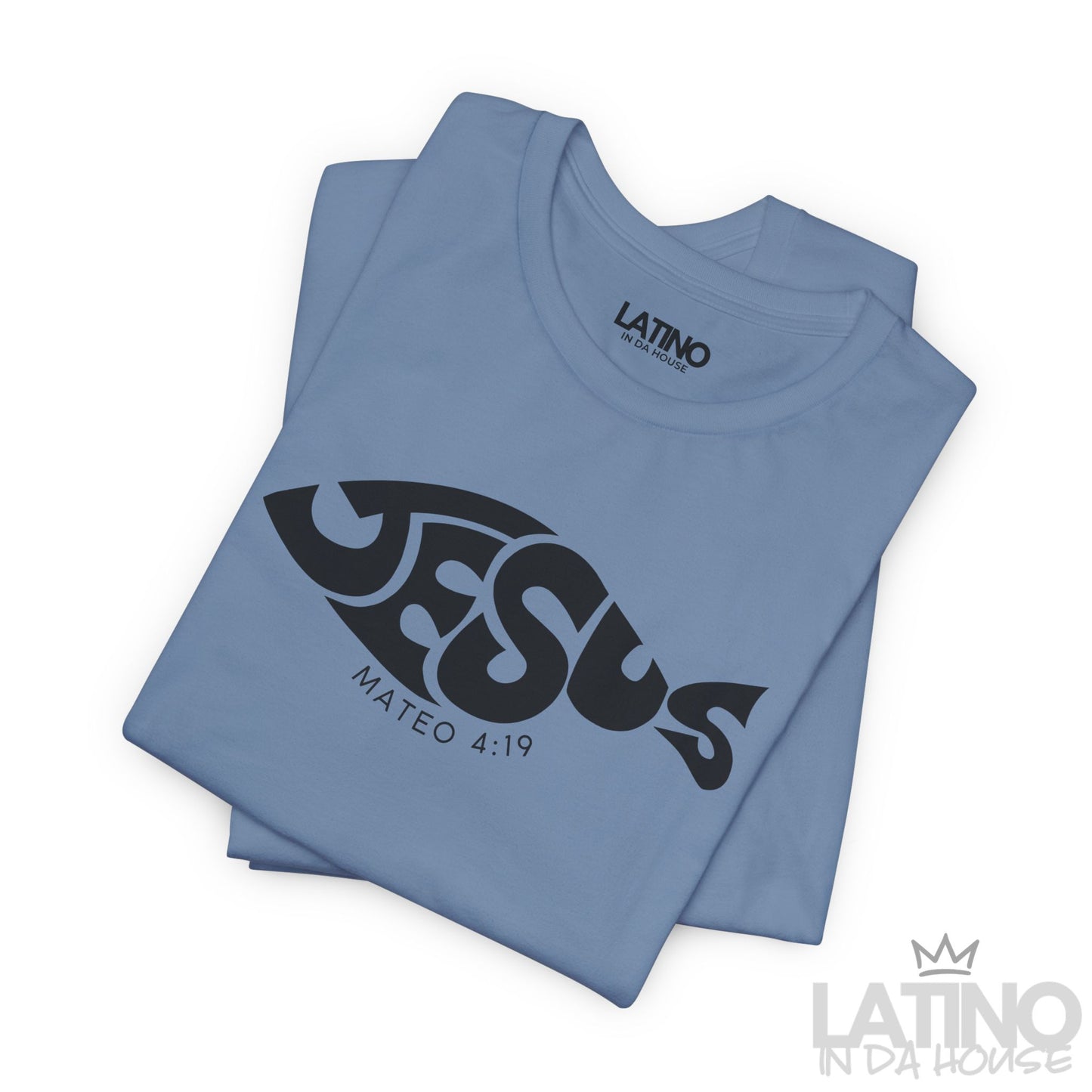 “Jesús” Fish T-Shirt | Mateo 4:19 Faith Tee
