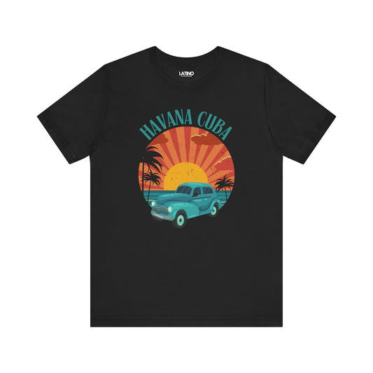 Havana "CUBA" Sunset Classic Car T-Shirt