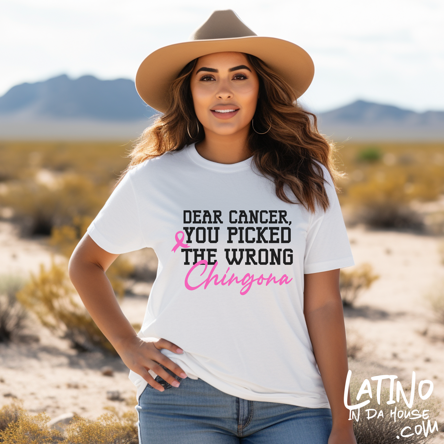 "Dear Cancer, You Picked the Wrong Chingona" Breast Cancer Awareness T-Shirt