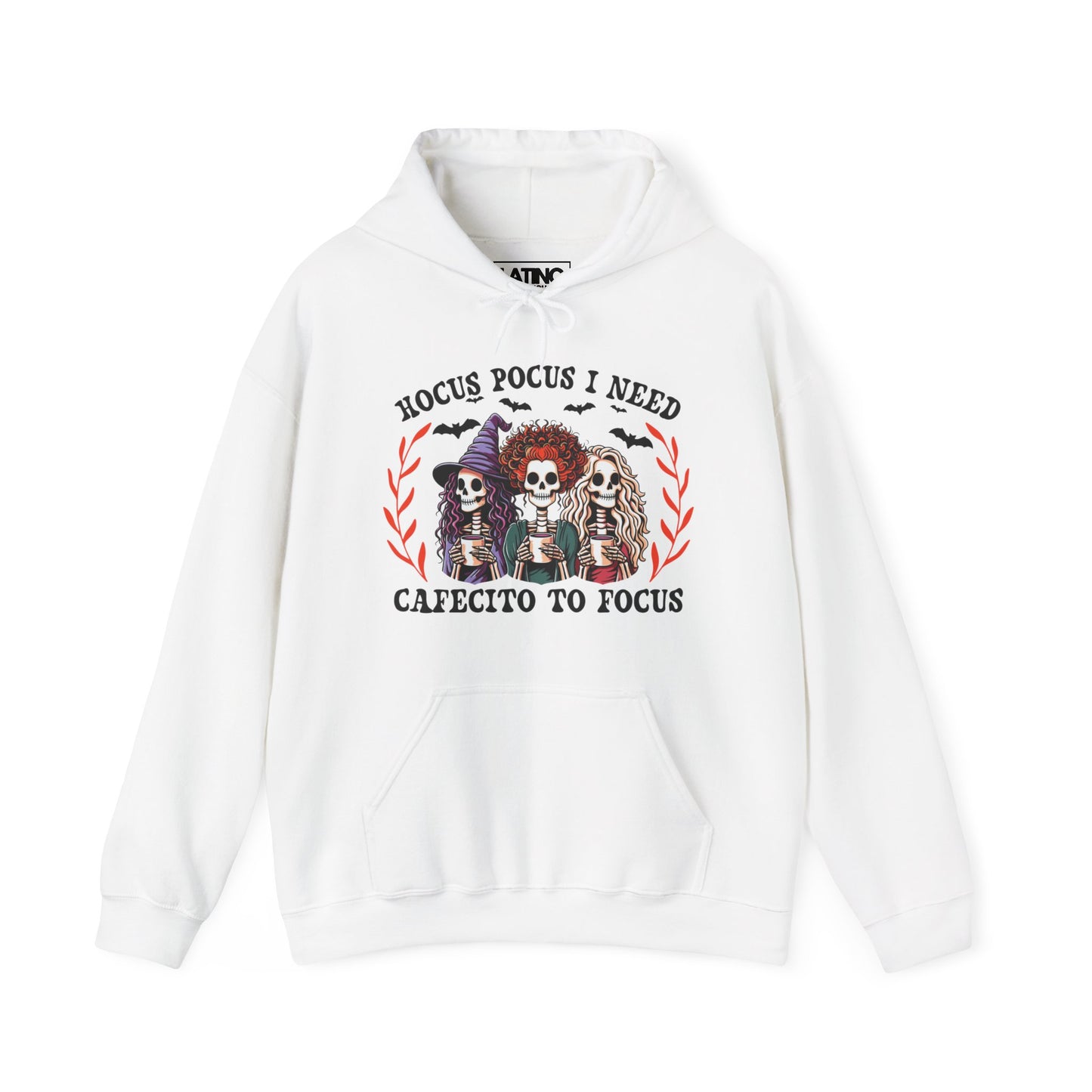 "Hocus Pocus I Need Cafecito to Focus" Witchy Skeleton Hoodie