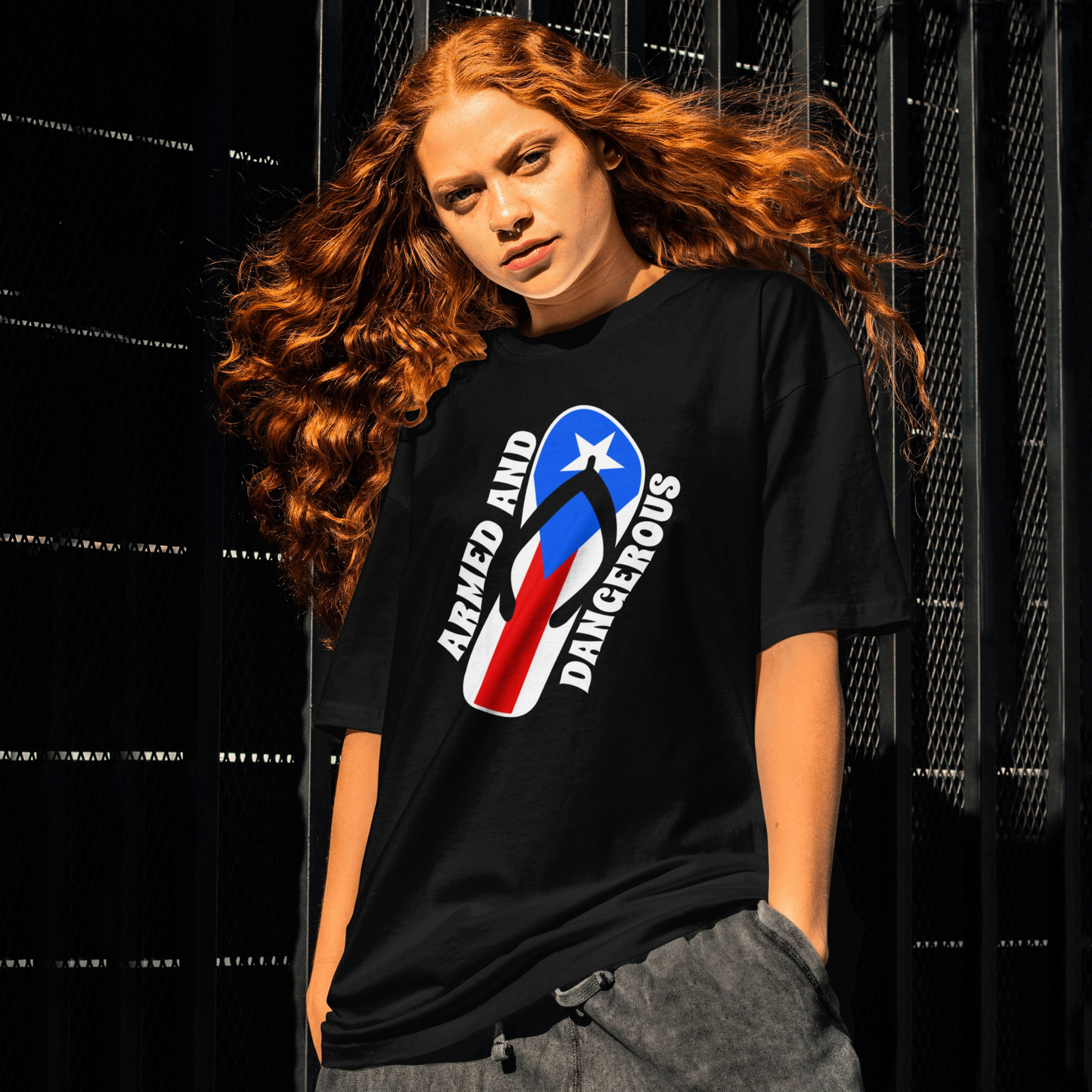 "Armed and Dangerous" Puerto Rican Chancleta T-Shirt