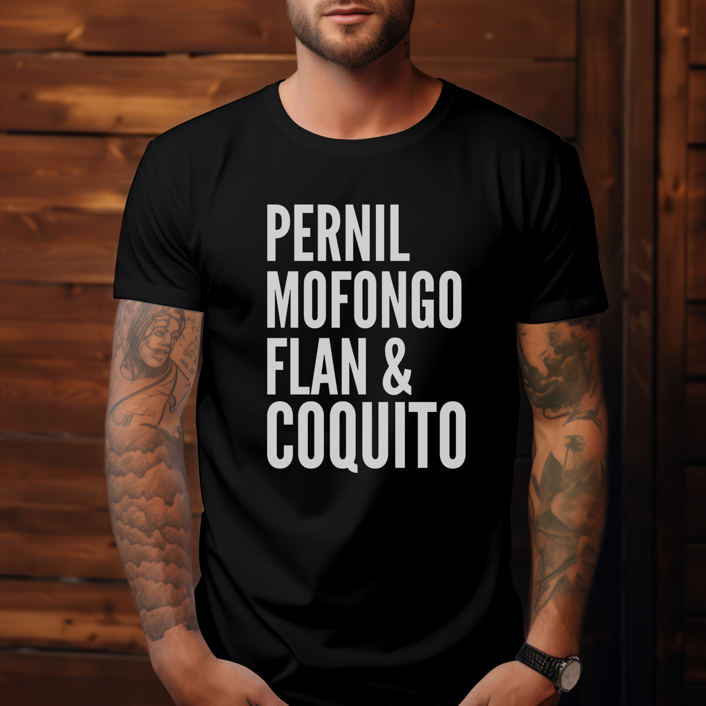 "Pernil, Mofongo, Flan & Coquito" T-Shirt