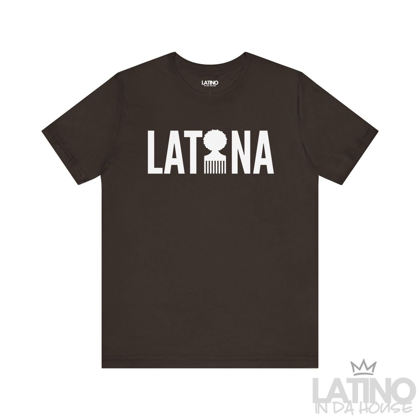 Brown Latina T-shirt with afro pick design – Latino In Da House
