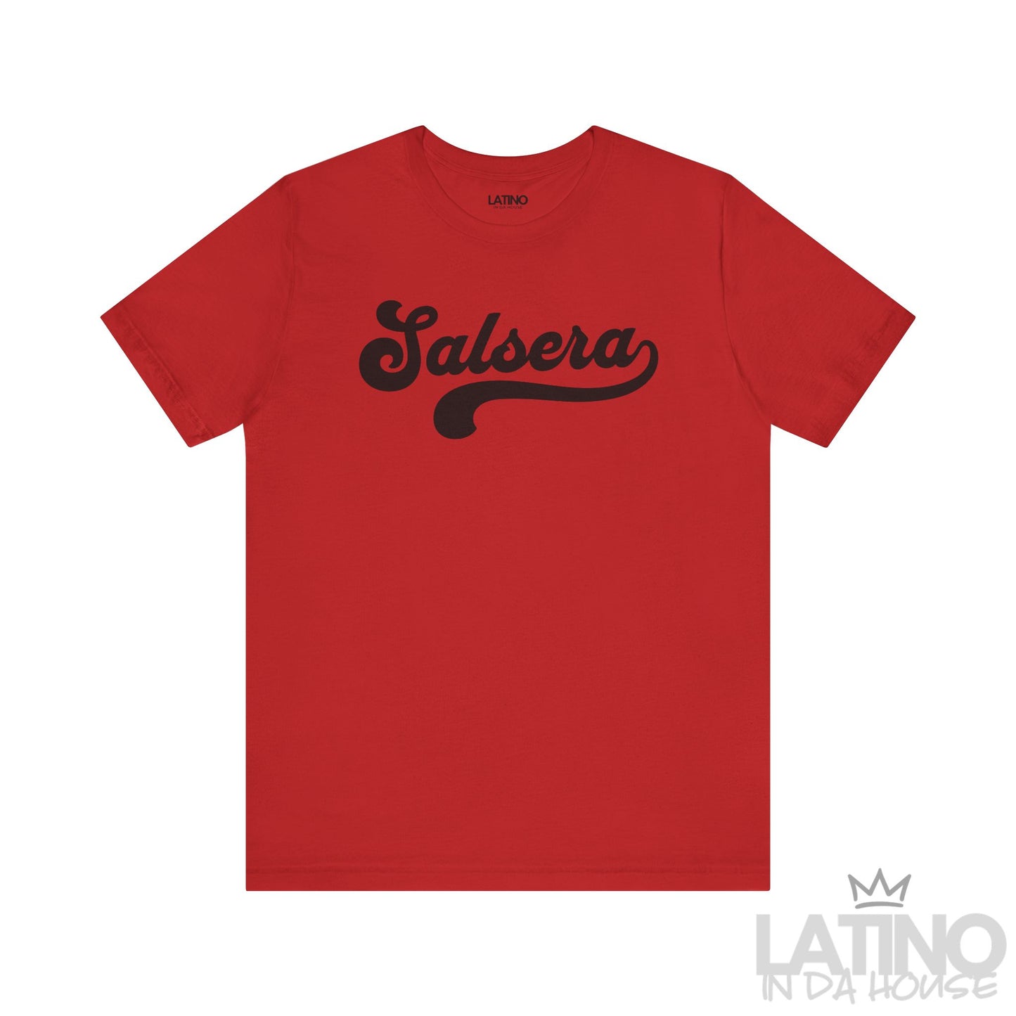 Salsera T-Shirt in red with bold script design – Latino In Da House