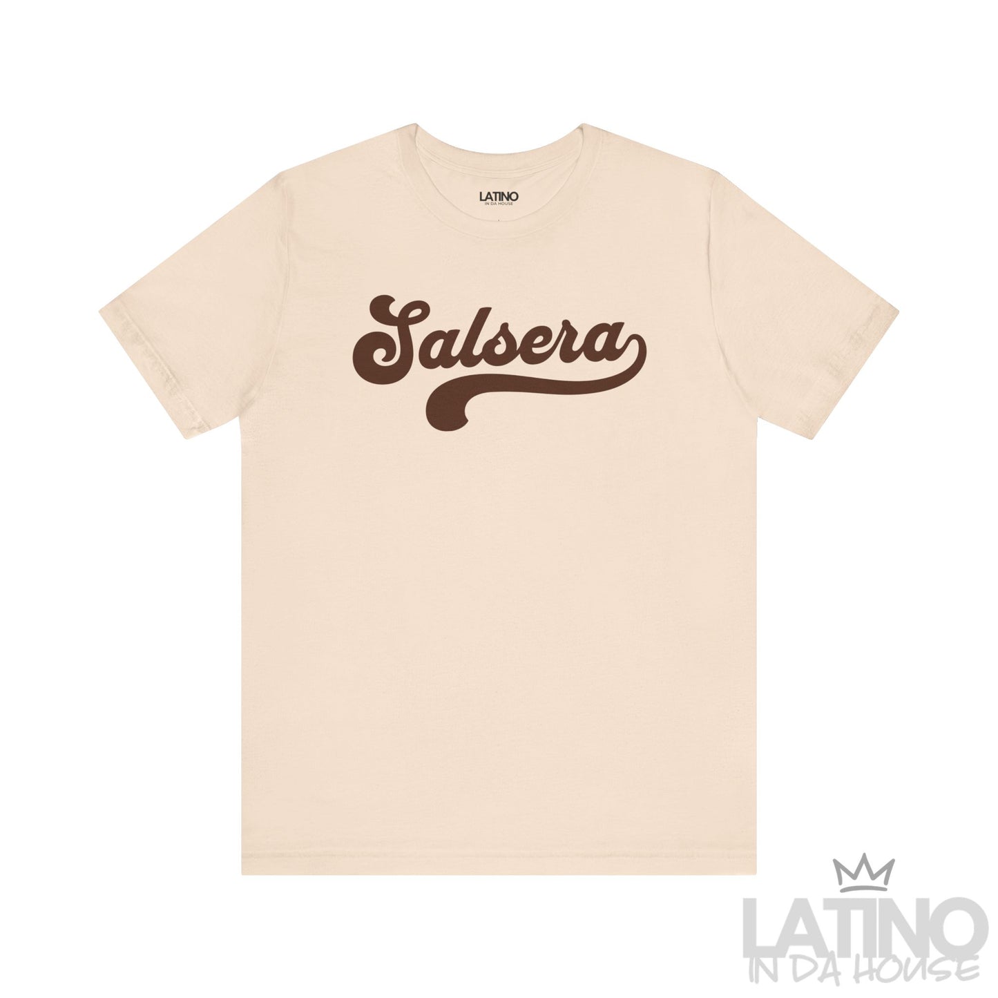 Salsera T-Shirt in soft cream with bold script design – Latino In Da House