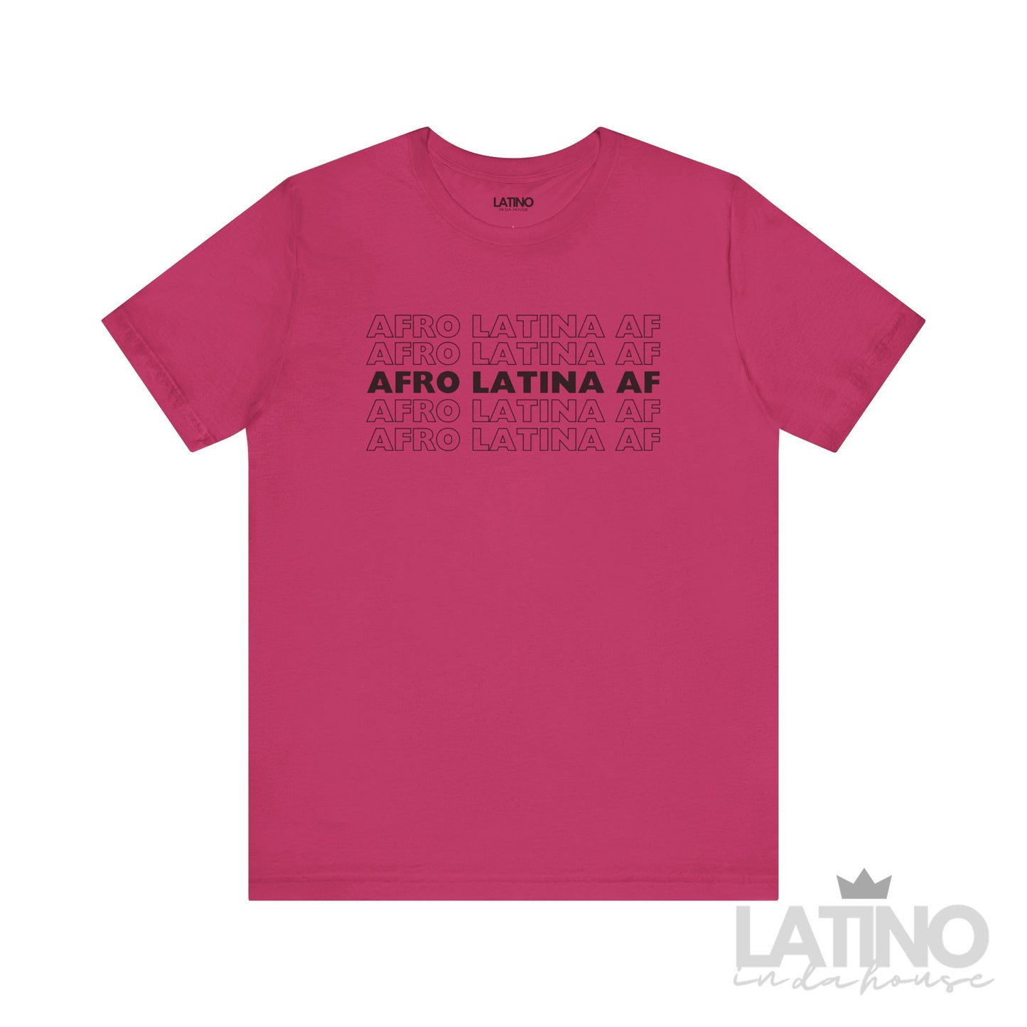 Afro Latina AF T-Shirt in berry with bold repeating design