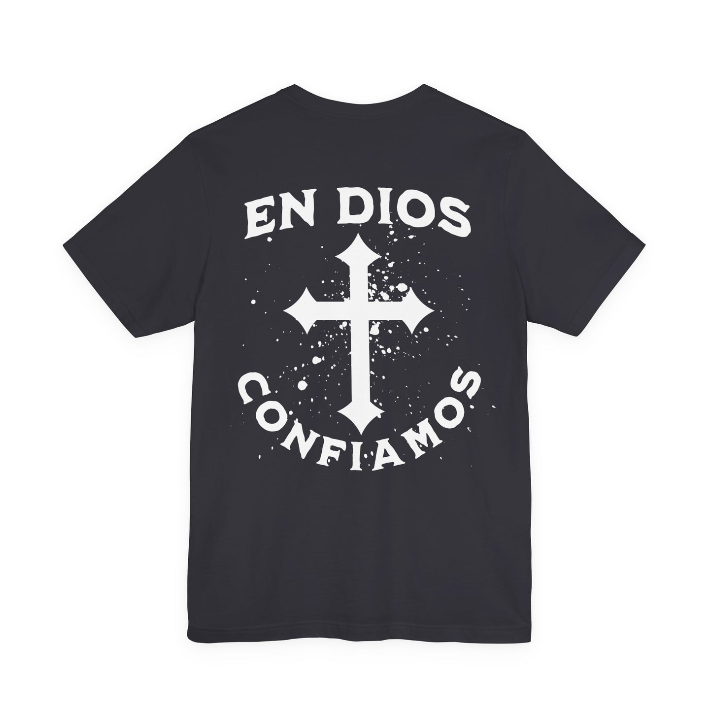 En Dios Confiamos Faith T-Shirt in dark grey with cross design – Latino In Da House
