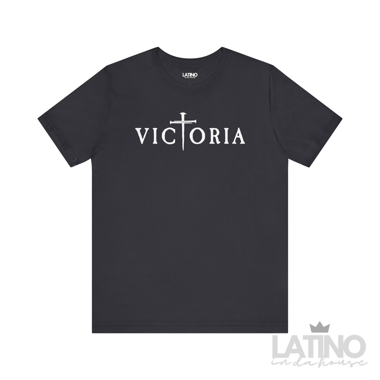 Victoria Faith T-Shirt in dark grey with cross design – Latino In Da House