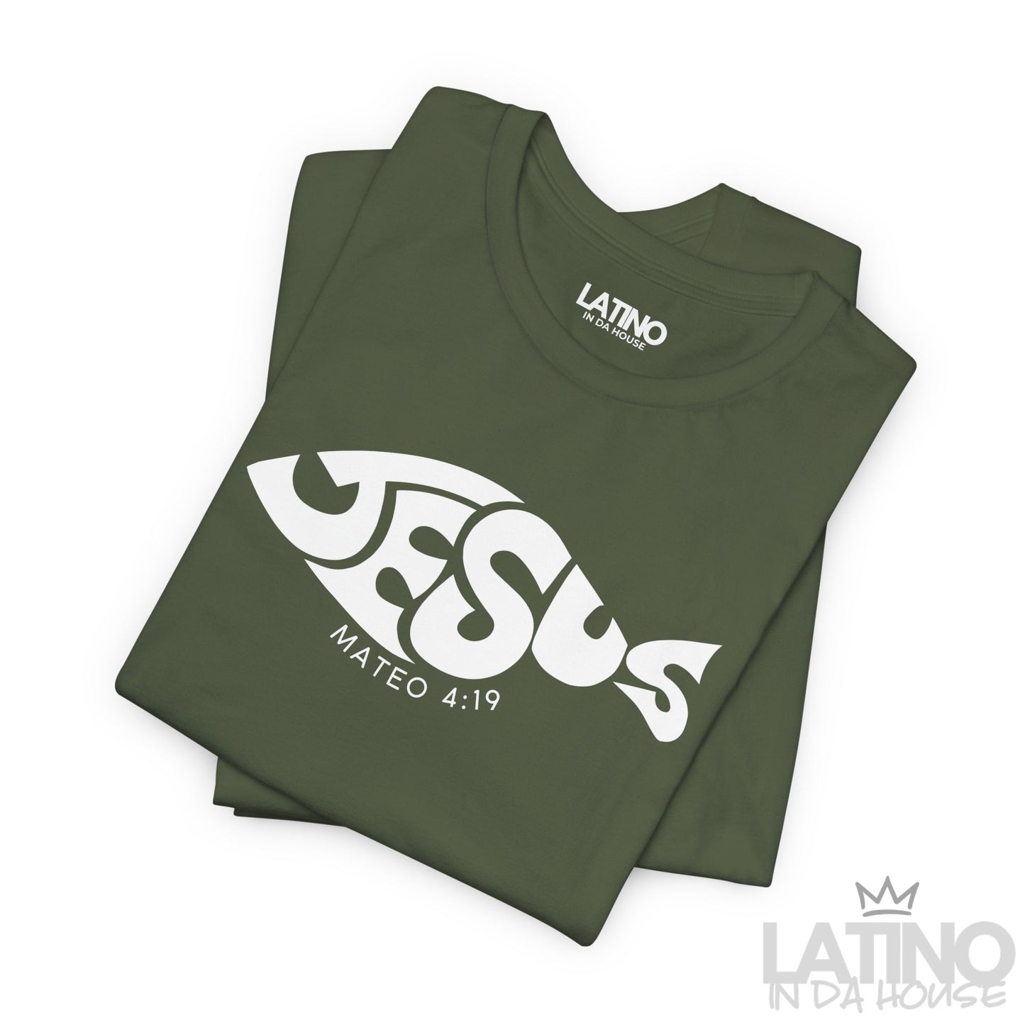 “Jesús” Fish T-Shirt | Mateo 4:19 Faith Tee