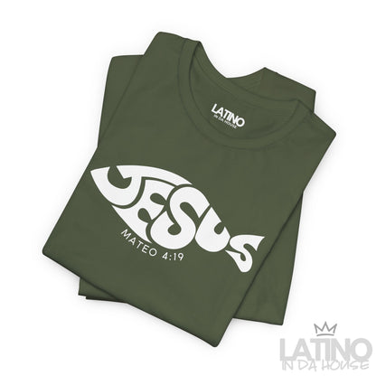 “Jesús” Fish T-Shirt | Mateo 4:19 Faith Tee