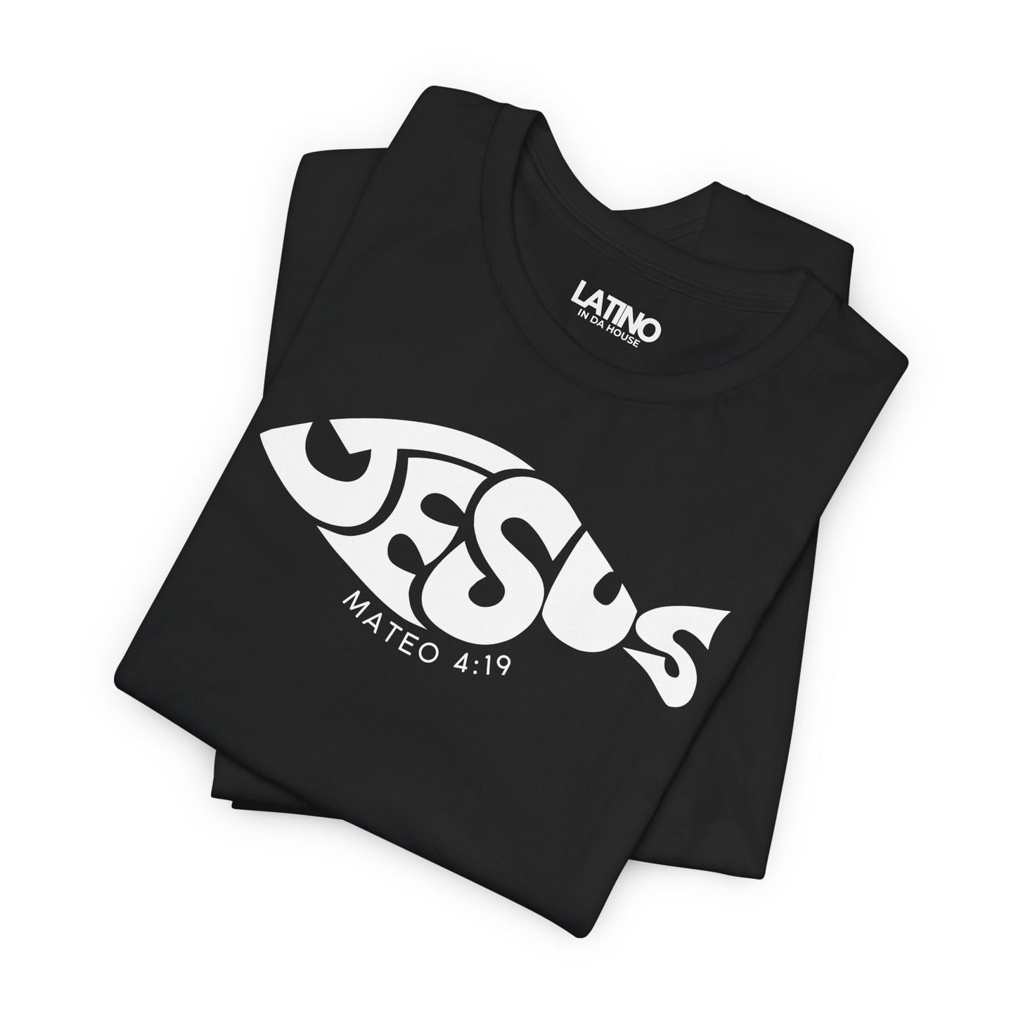 “Jesús” Fish T-Shirt | Mateo 4:19 Faith Tee