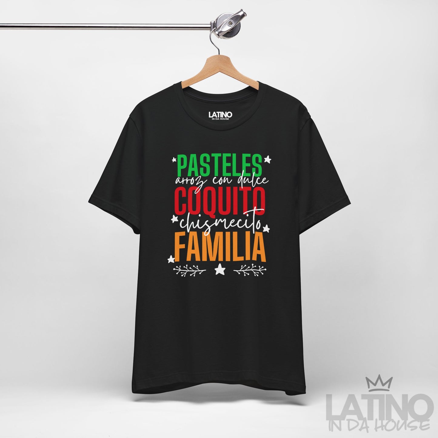 “Pasteles, Coquito, Familia” Holiday T-Shirt