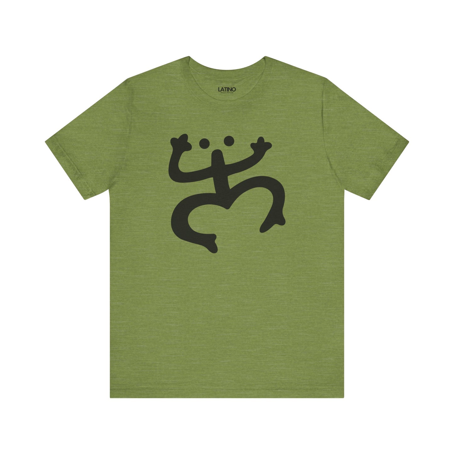 Green t-shirt with black graphic design on a white background Coquí symbol 