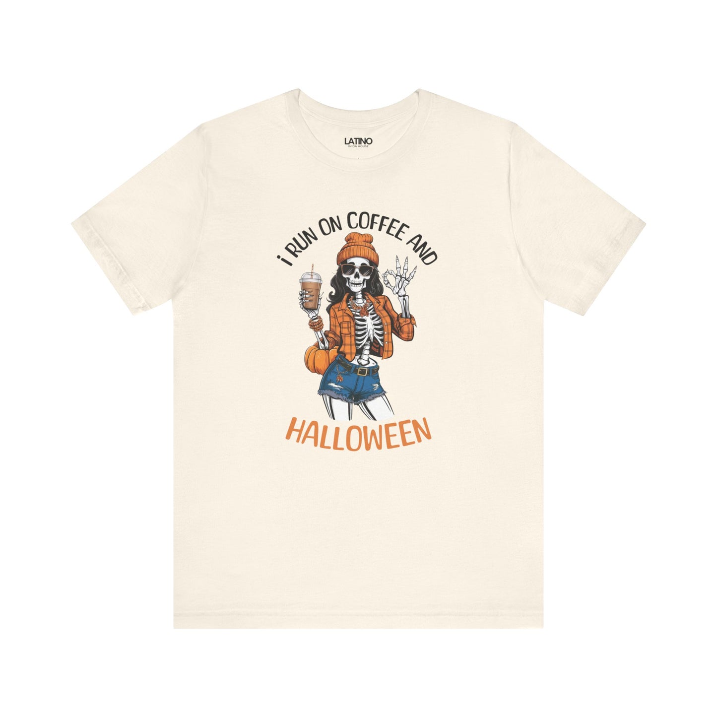 "I Run on Coffee and Halloween" Skeleton T-Shirt