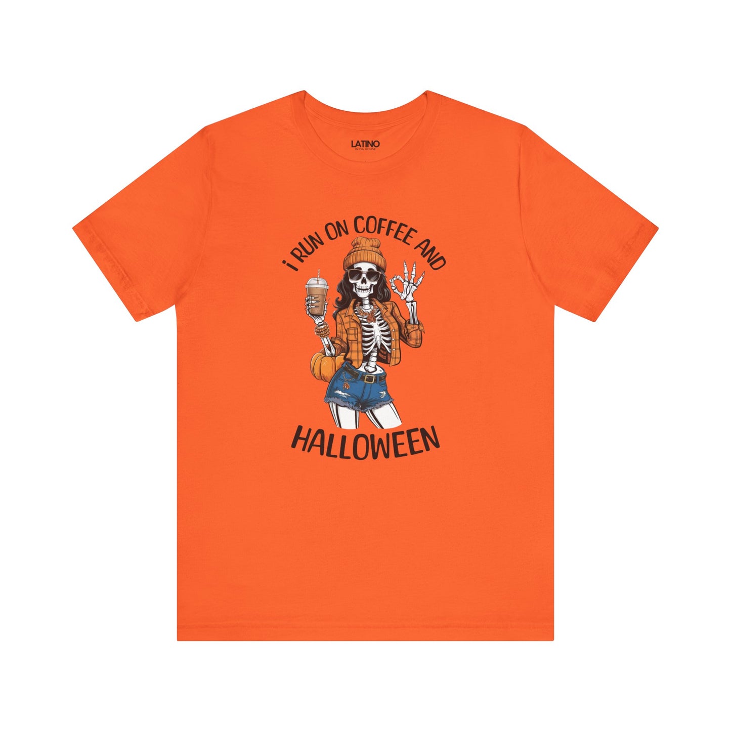 "I Run on Coffee and Halloween" Skeleton T-Shirt