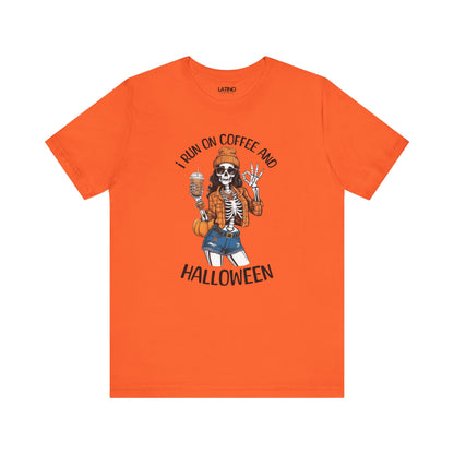 "I Run on Coffee and Halloween" Skeleton T-Shirt