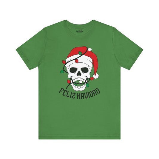 "Feliz Navidad Lights Skull" T-Shirt