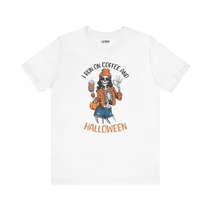 "I Run on Coffee and Halloween" Skeleton T-Shirt