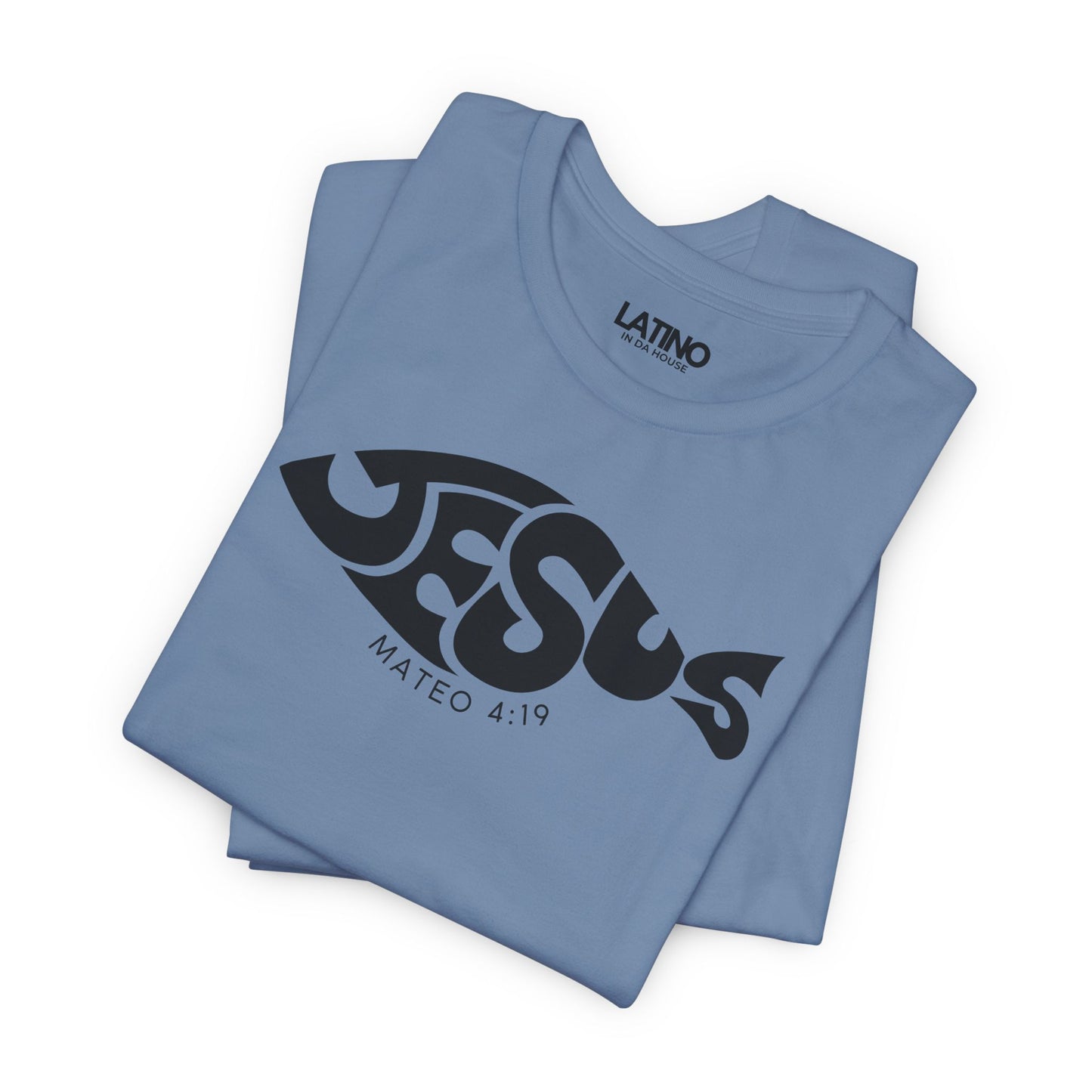“Jesús” Fish T-Shirt | Mateo 4:19 Faith Tee