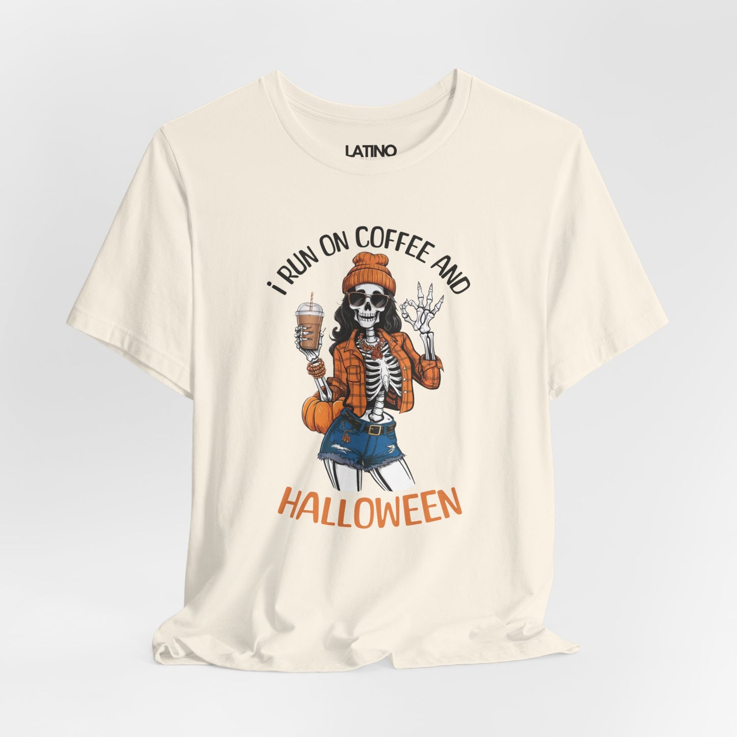 "I Run on Coffee and Halloween" Skeleton T-Shirt