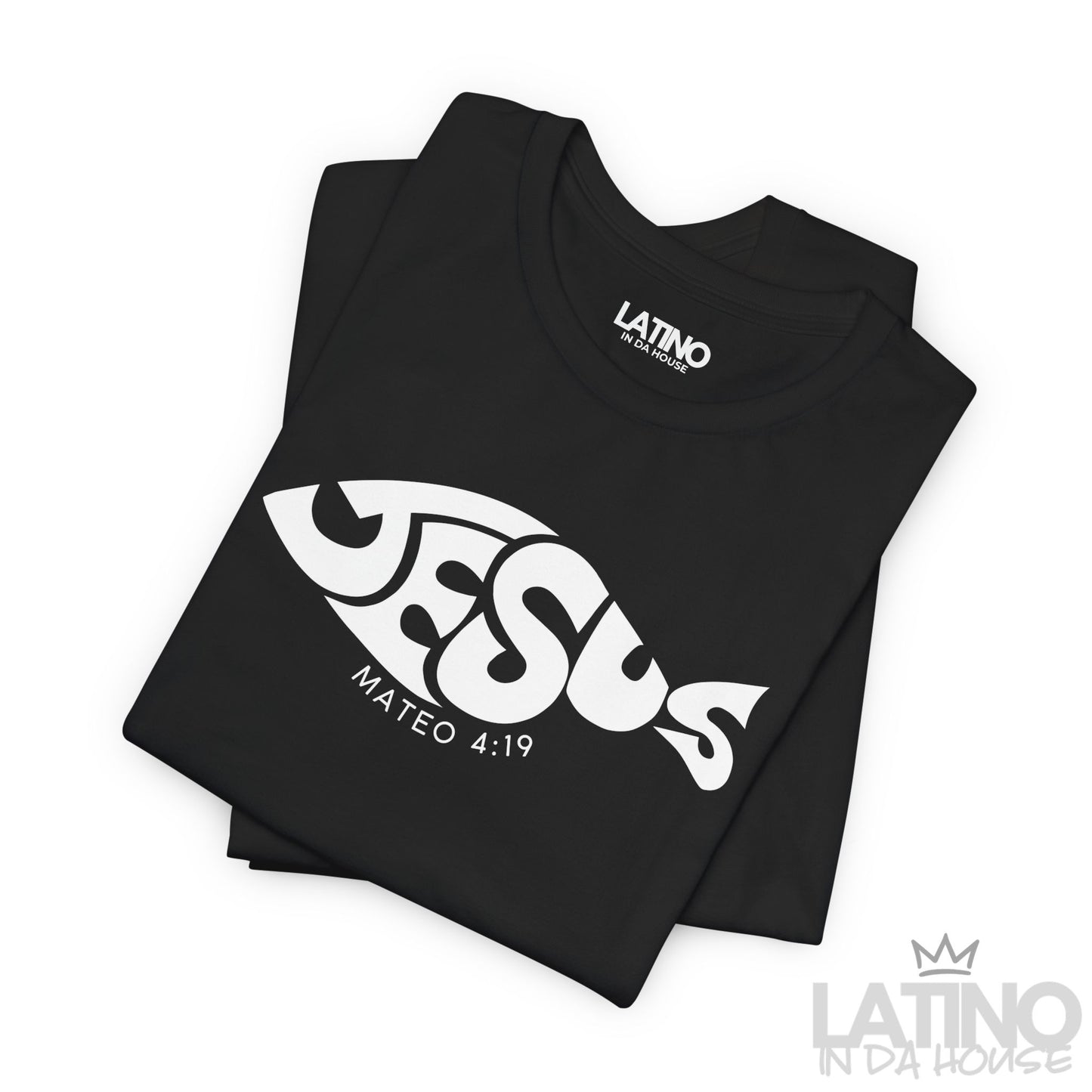 “Jesús” Fish T-Shirt | Mateo 4:19 Faith Tee