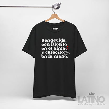 "Bendecida con Diosito y Cafecito" T-Shirt