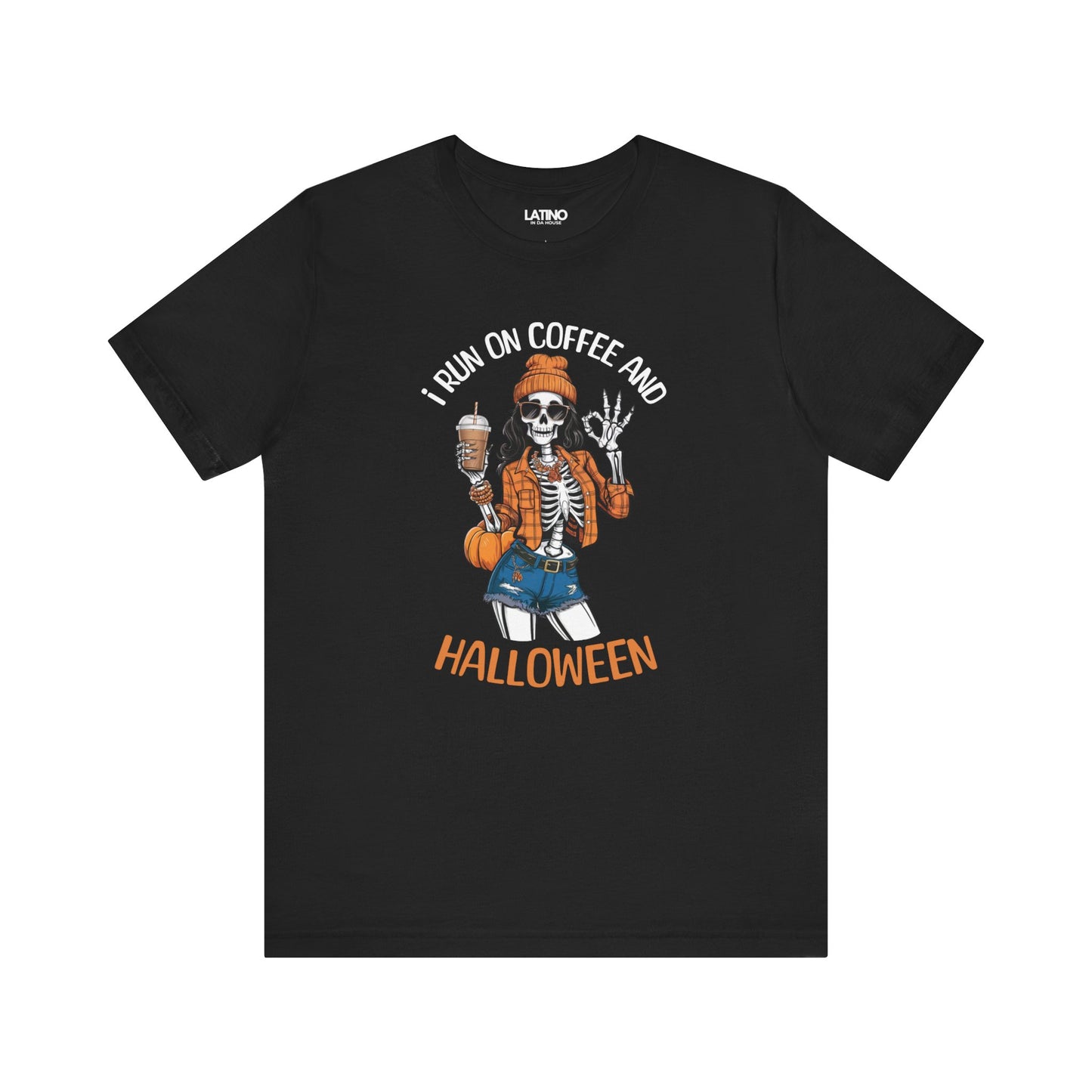 "I Run on Coffee and Halloween" Skeleton T-Shirt