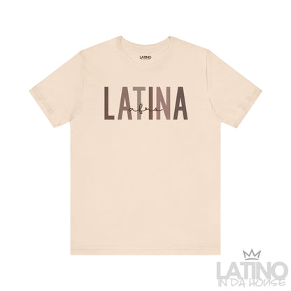 Afro Latina T-Shirt with bold brown text on soft cream background – Latino In Da House