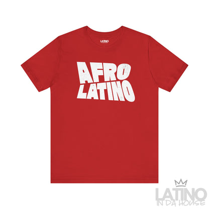 Red Afro Latino T-Shirt with bold distressed text design. Latino In Da House