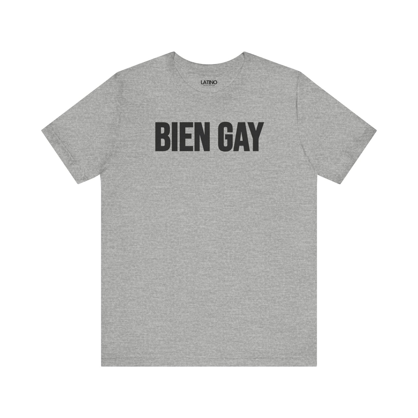 Bold, minimalist BIEN GAY Heather grey t-shirt makes a clean statement. Latino In Da House