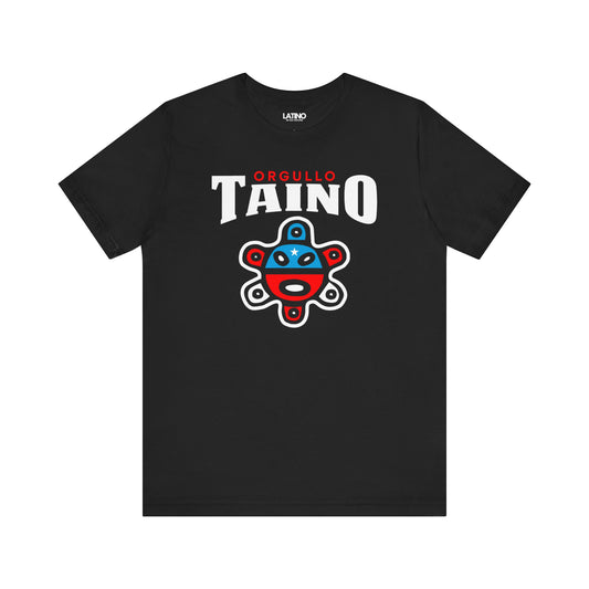 Orgullo Taíno T-Shirt in Black - front hero with red, blue, white Taíno symbol. Latino In Da House