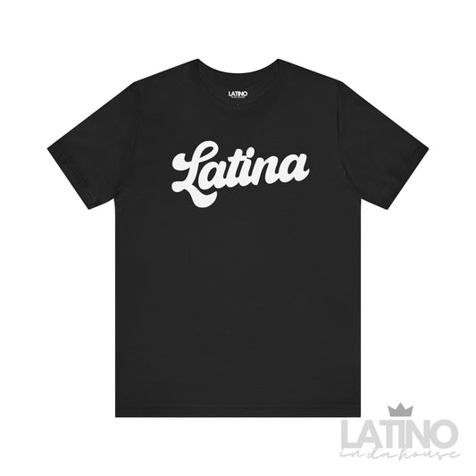 Black Latina retro white script t-shirt Latino In Da House 
