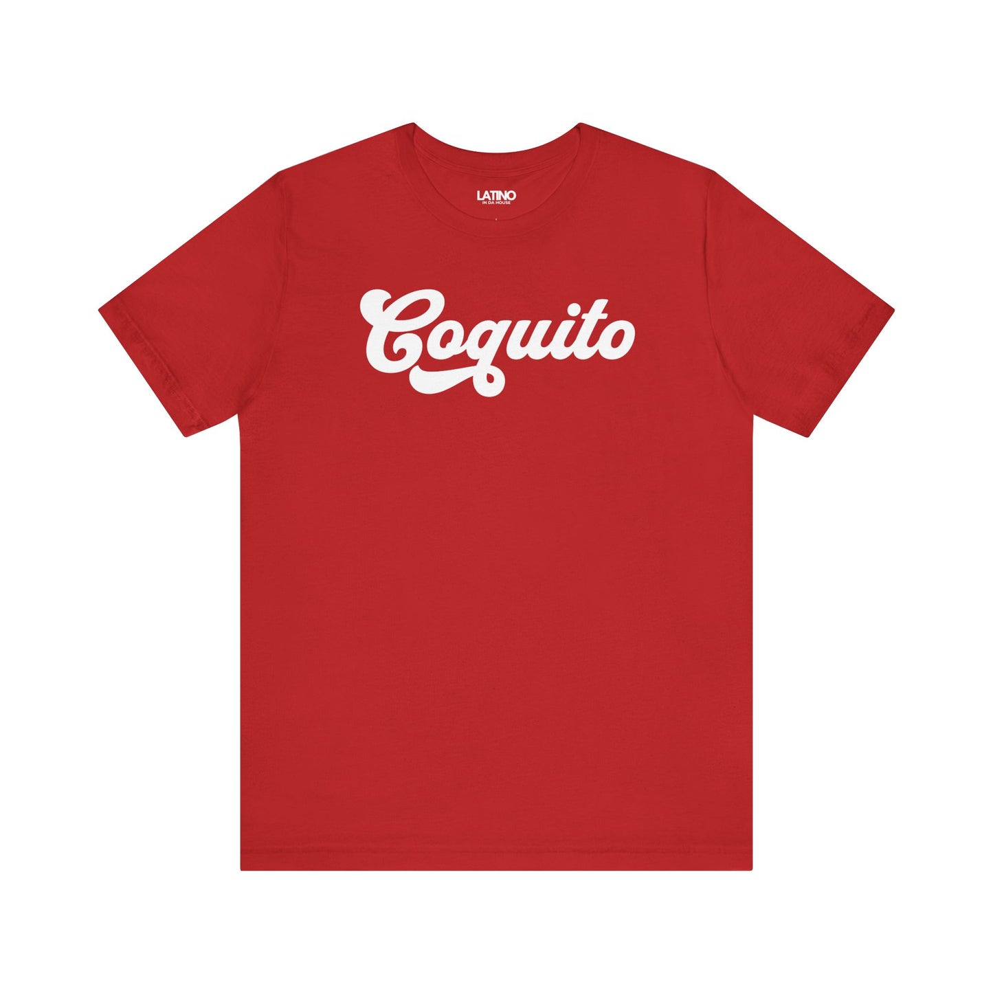Coquito Red T-Shirt a clean, bold, script classic design. Latino In Da House