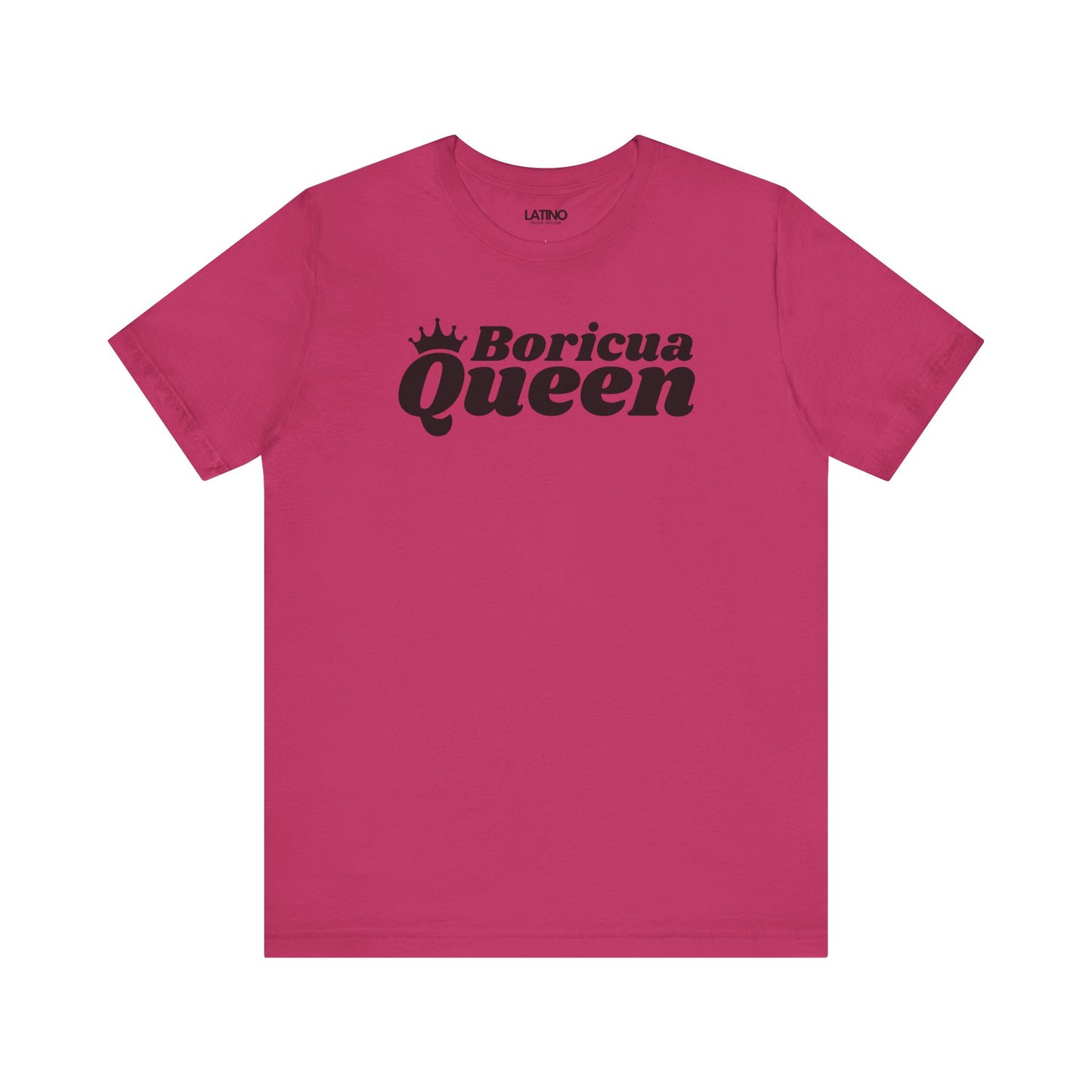 Boricua Queen Berry Pink T-Shirt — a bold, retro-inspired design made for las nenas de Borinquén. Latino In Da House