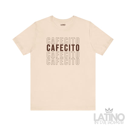Cafecito T-Shirt in soft cream with brown stacked text design – Latino In Da House