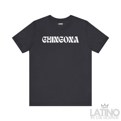 Dark Grey Chingona Retro T-Shirt with bold white text – Latino In Da House