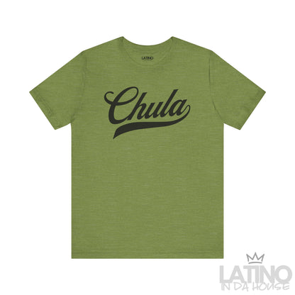 Heather Green T-shirt with “Chula” in bold script – Latino In Da House