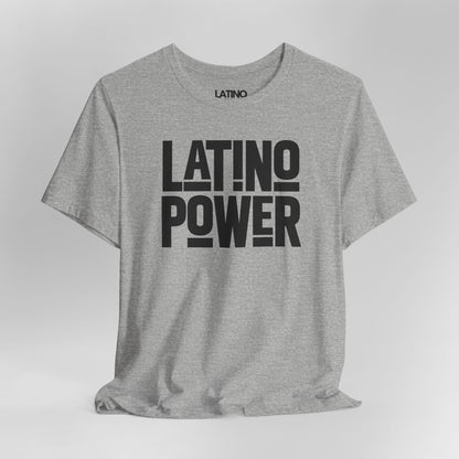 Close Up Latino Power T-Shirt in heather grey featuring bold white typography - Latino In Da House