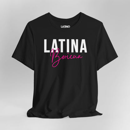 Close Up Latina Boricua black t-shirt combines bold block letters with a flirty script for the perfect mix of fuerza y feminidad. Latino In Da House