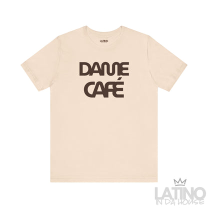 Dame Café T-Shirt in soft cream with brown text design – Latino In Da House