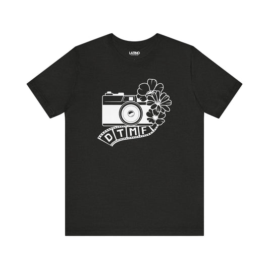 DTMF Black Heather T-Shirt pays tribute to the phrase "Debí Tirar Más Fotos". Latino In Da House
