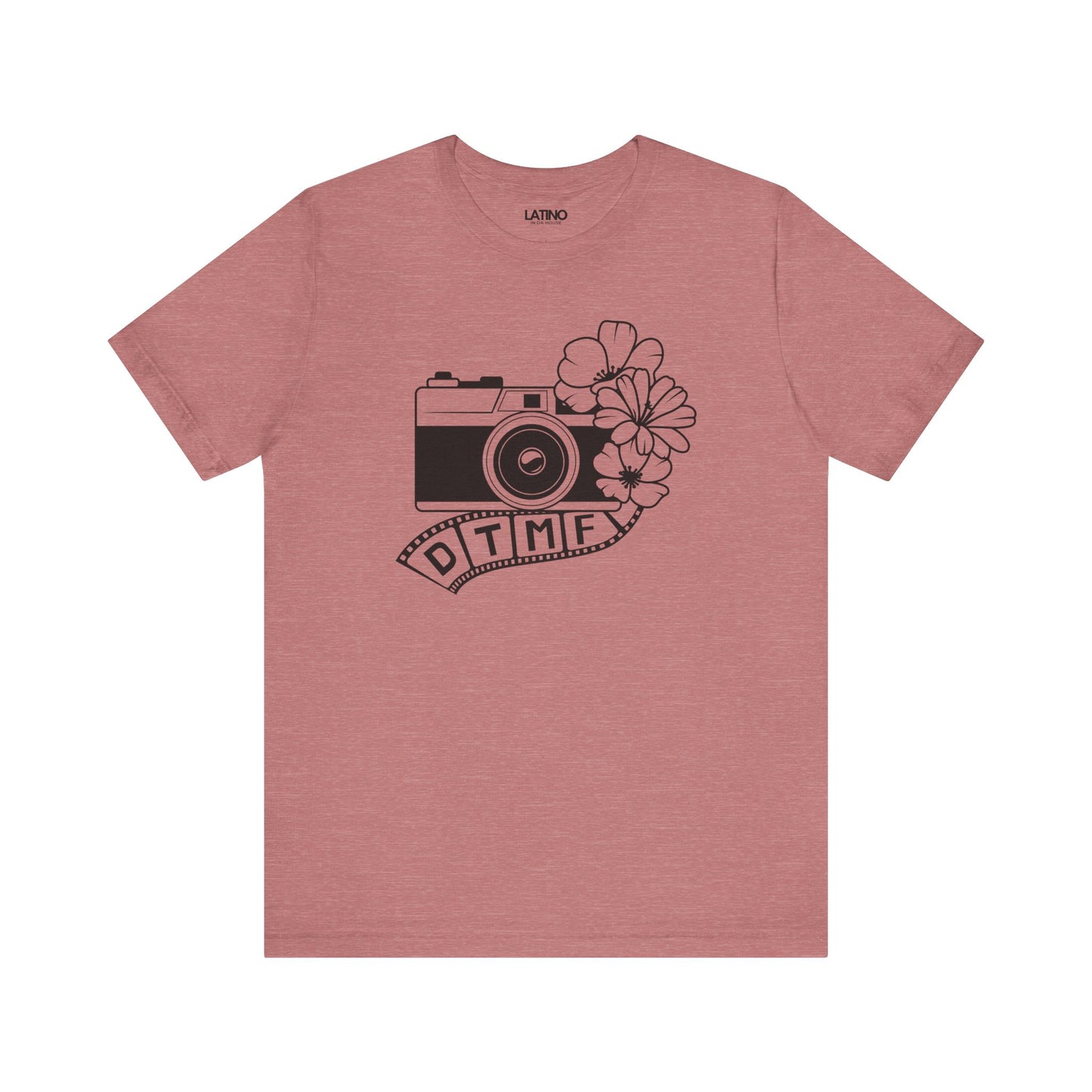 DTMF Heather Muave T-Shirt pays tribute to the phrase "Debí Tirar Más Fotos". Latino In Da House