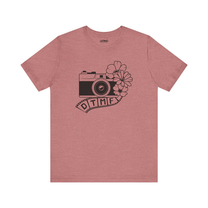 DTMF Heather Muave T-Shirt pays tribute to the phrase "Debí Tirar Más Fotos". Latino In Da House