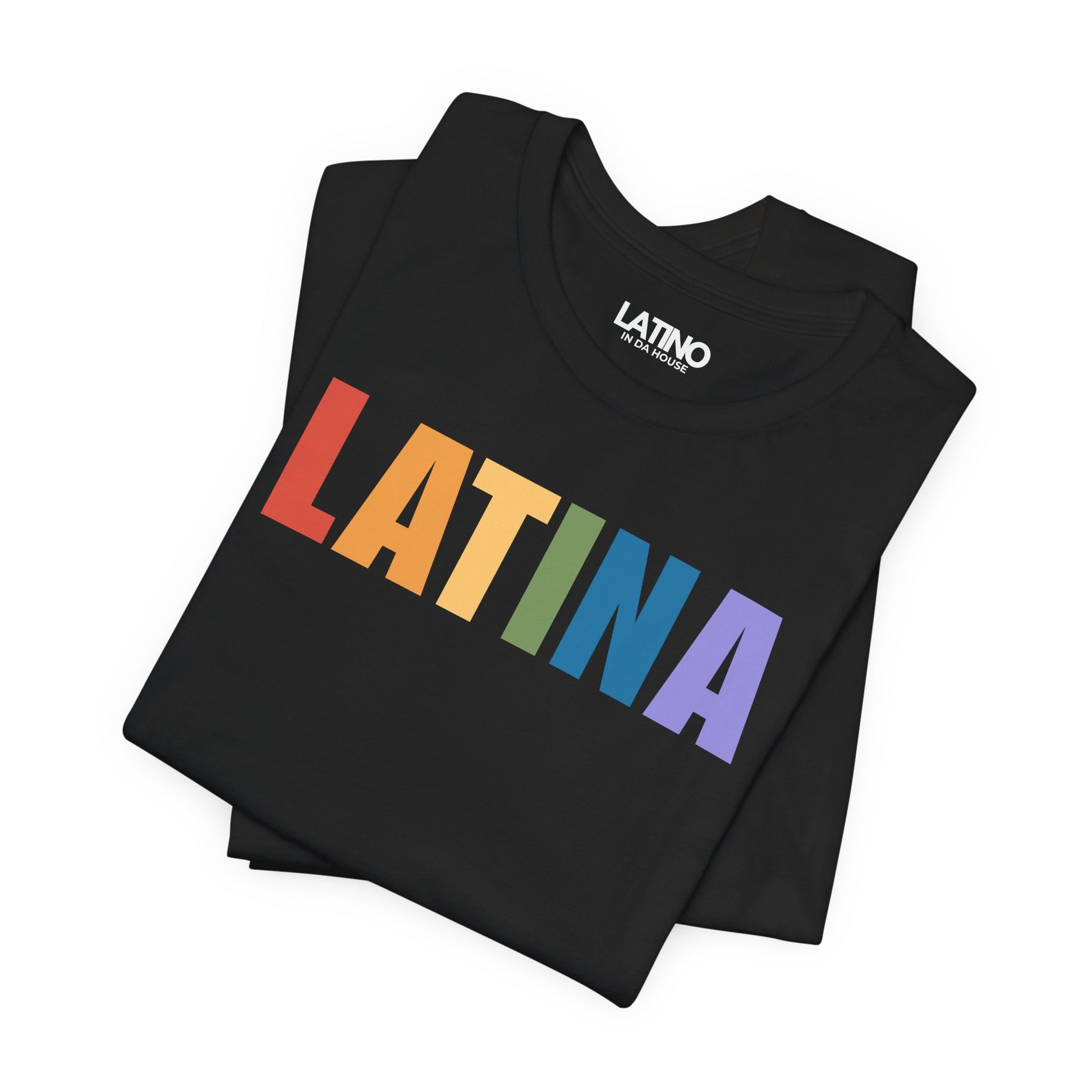 Folded Up LGBTQ+ LATINA Pride tee uses a pastel rainbow palette for a clean, elevated take on orgullo. Latino In Da House
