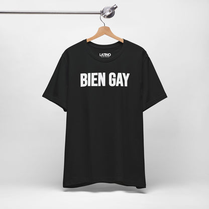 Hanged Up Bold, minimalist BIEN GAY black t-shirt makes a clean statement. Latino In Da House