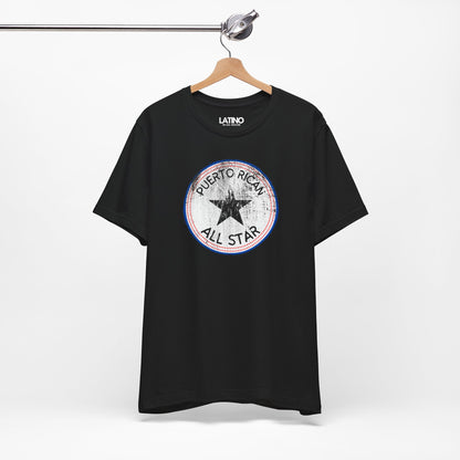 Hanged Up Puerto Rican All Star Black T-Shirt Boricua Vintage Badge Tee. Latino In Da House