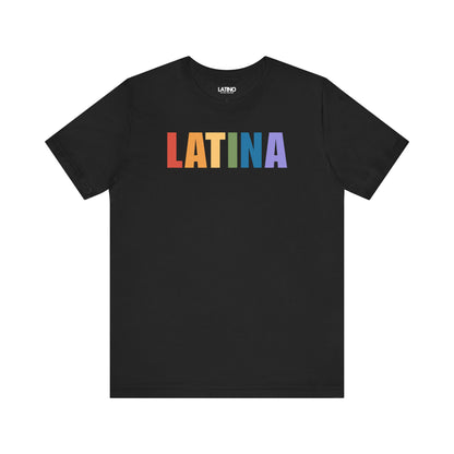 LGBTQ+ LATINA Pride tee uses a pastel rainbow palette for a clean, elevated take on orgullo. Latino In Da House