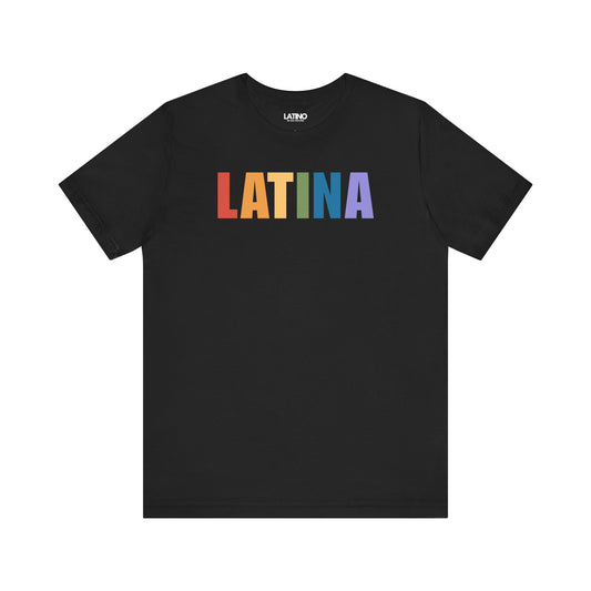 LGBTQ+ LATINA Pride tee uses a pastel rainbow palette for a clean, elevated take on orgullo. Latino In Da House